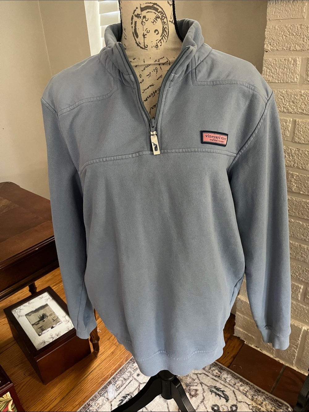VINEYARD VINES womens Sky Blue Quarter-Zip Pullover